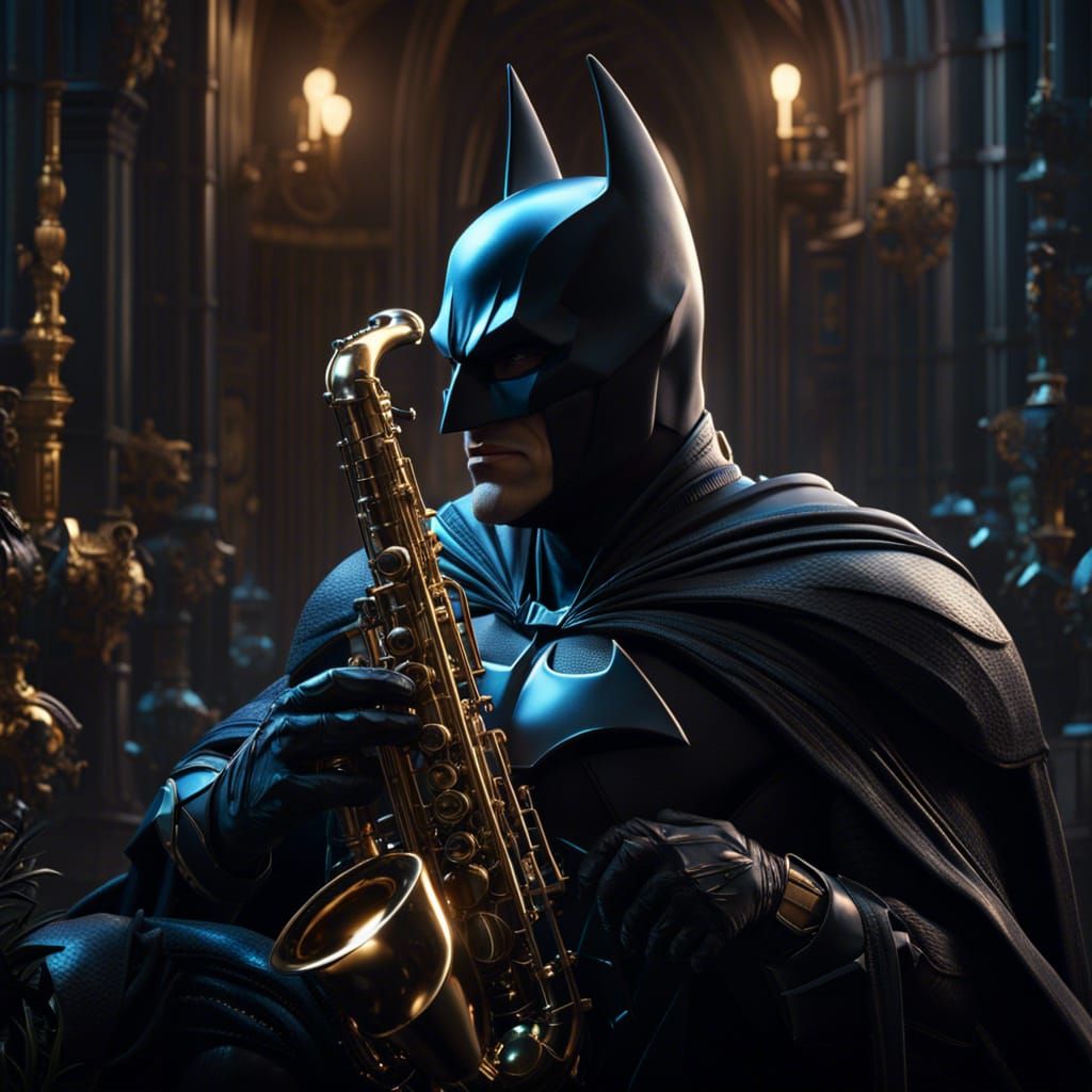 Batman Plays Saxophone: Detailed Matte Painting