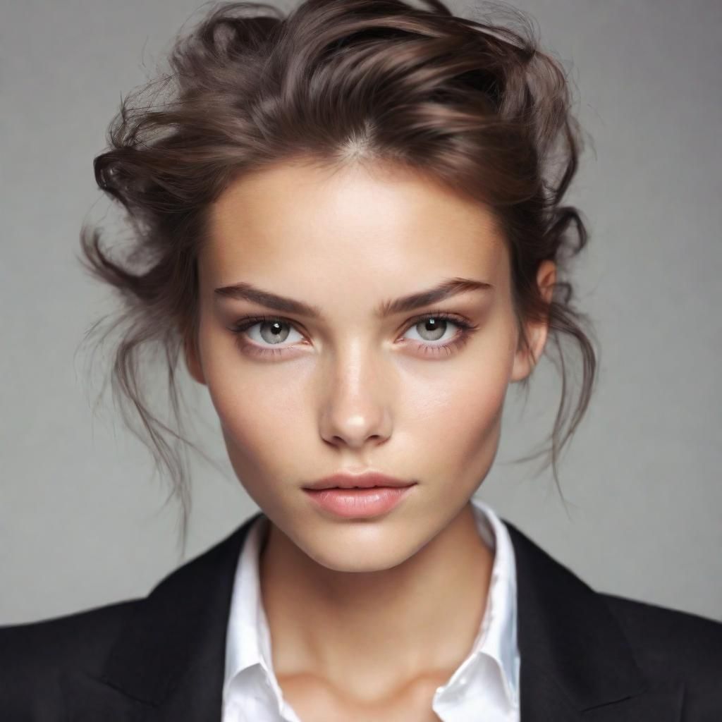 female super model, perfectly styled hair, natural looking, amateur