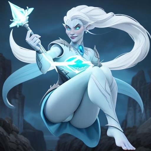 Beautiful White-Haired Orc in Europea Comic Style