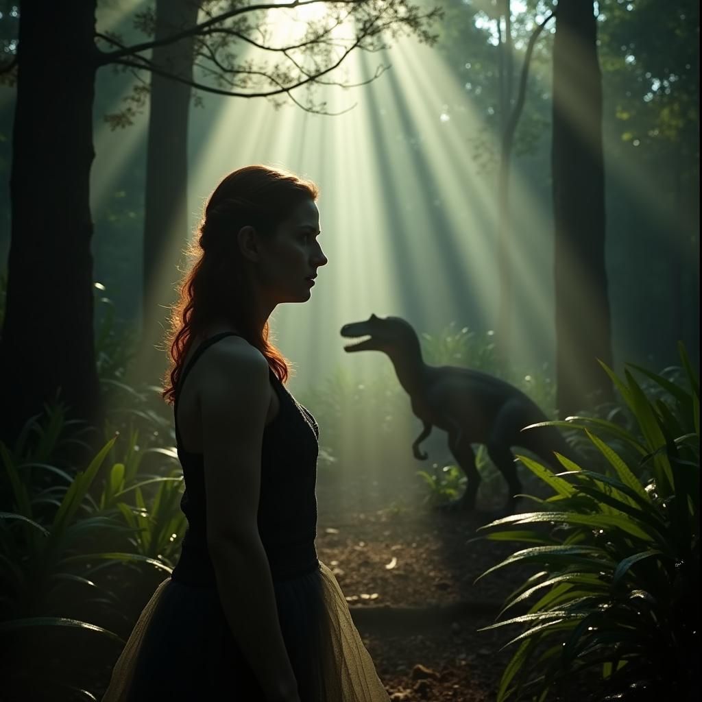 Anna Kendrick and Dinosaurs in a Dark Forest