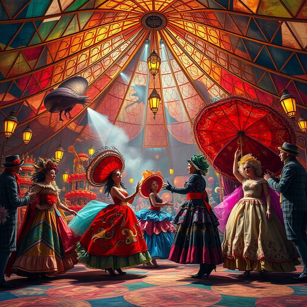Dreamlike Big Top Spectacle in Whimsical Colors