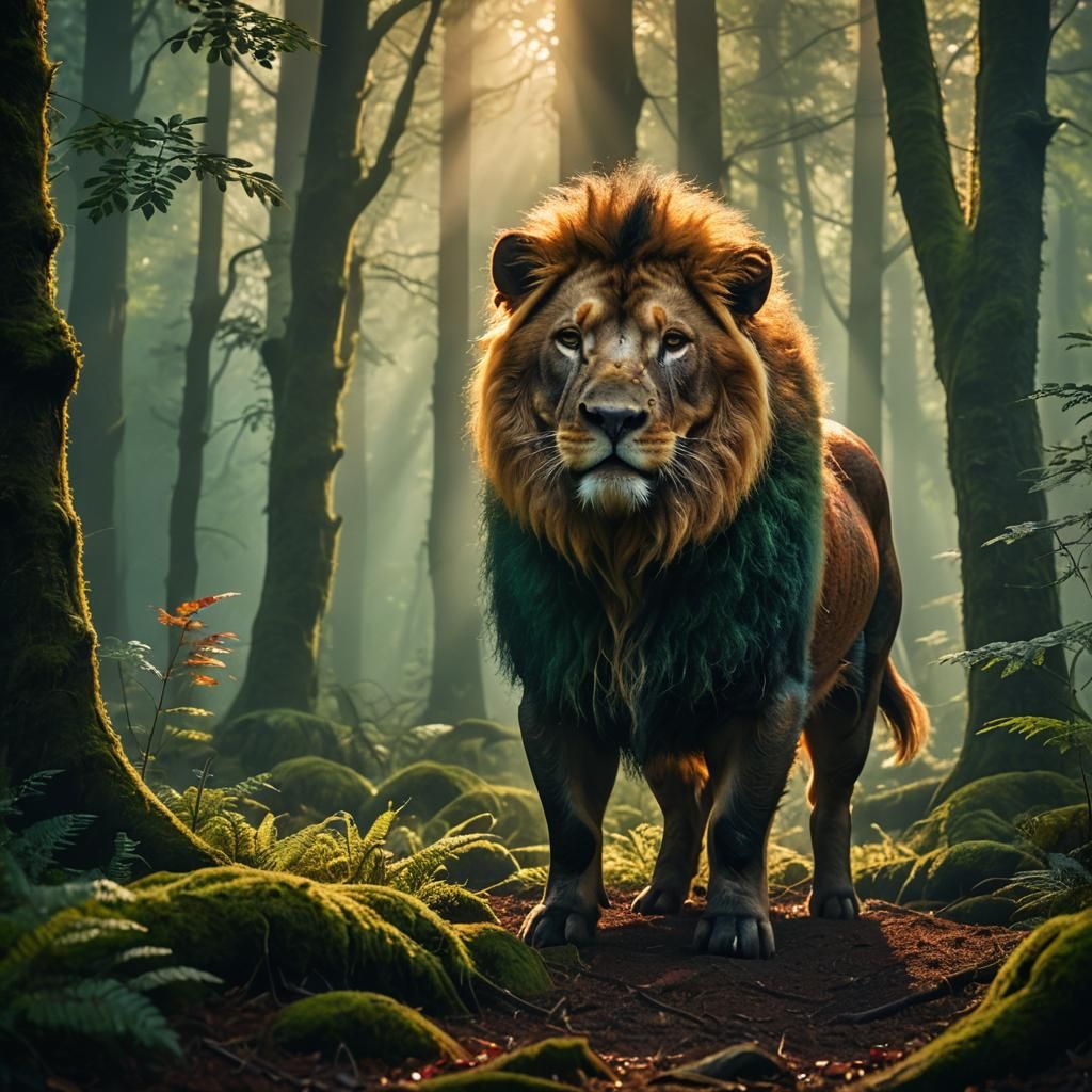 Majestic Pig-Lion Creature in German Forest