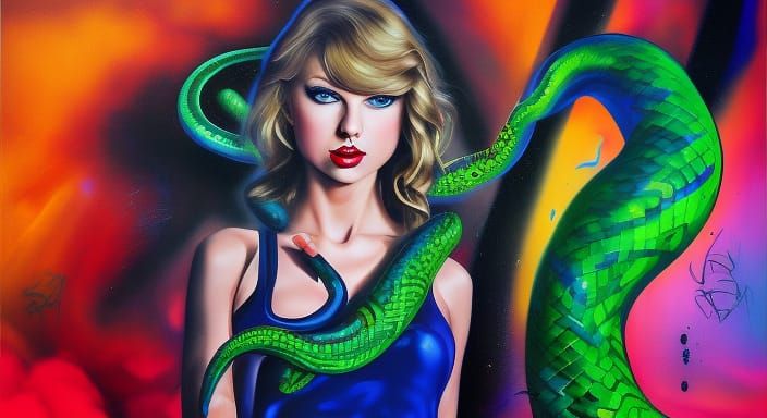 Taylor Swift as Eve in Polychromatic Graffiti Art