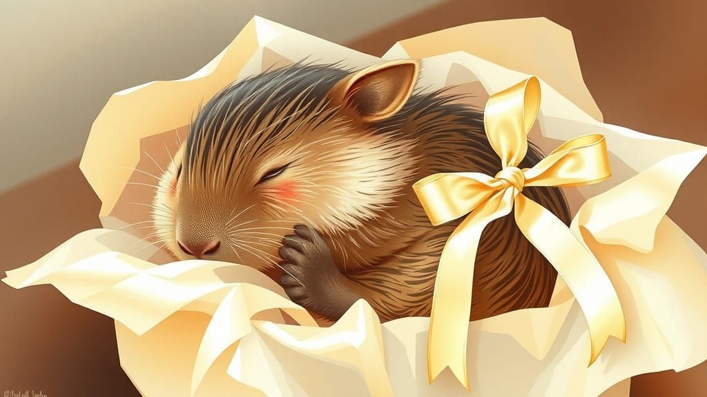 Cozy Capybara in Whimsical Gift Box Scene