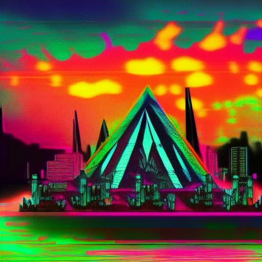 Futuristic Indigenous City: Steampunk Synthwave Neon