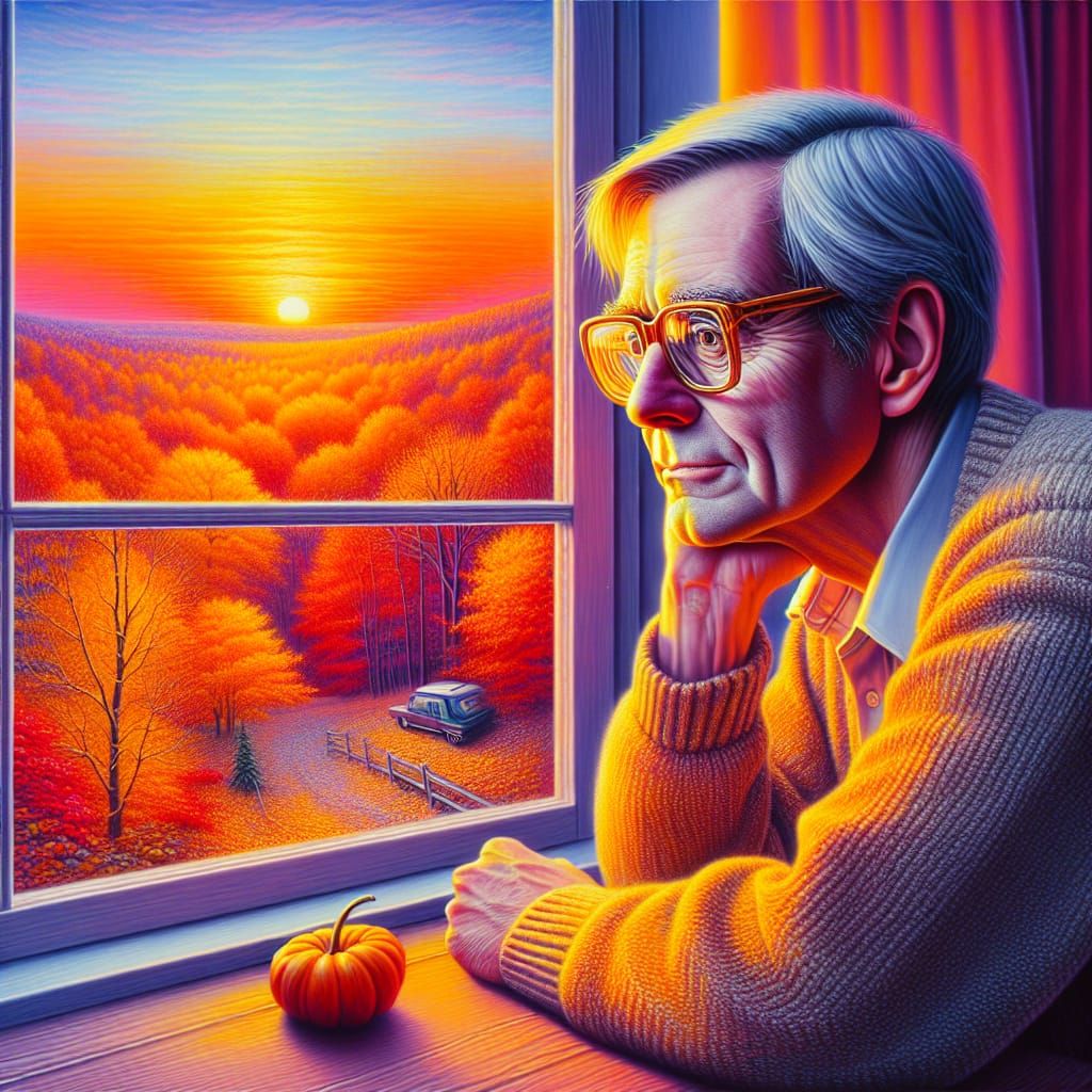 Memorial Photograph of a Man at Sunset