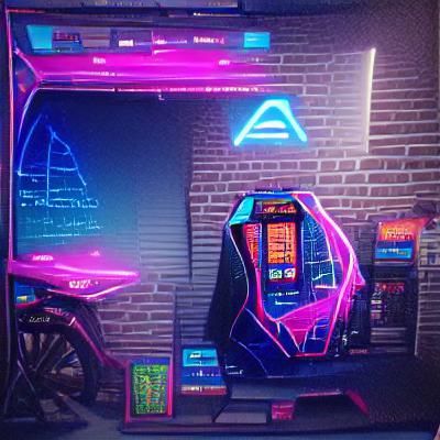 Synthwave Arcade Machine in Neon Retro Style