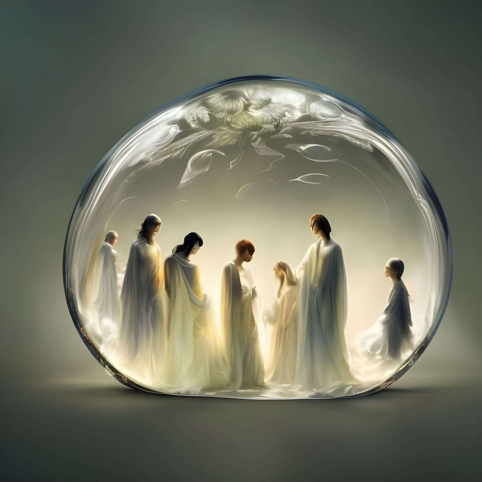 Ethereal Burning Ghosts in Nested Glass Boxes