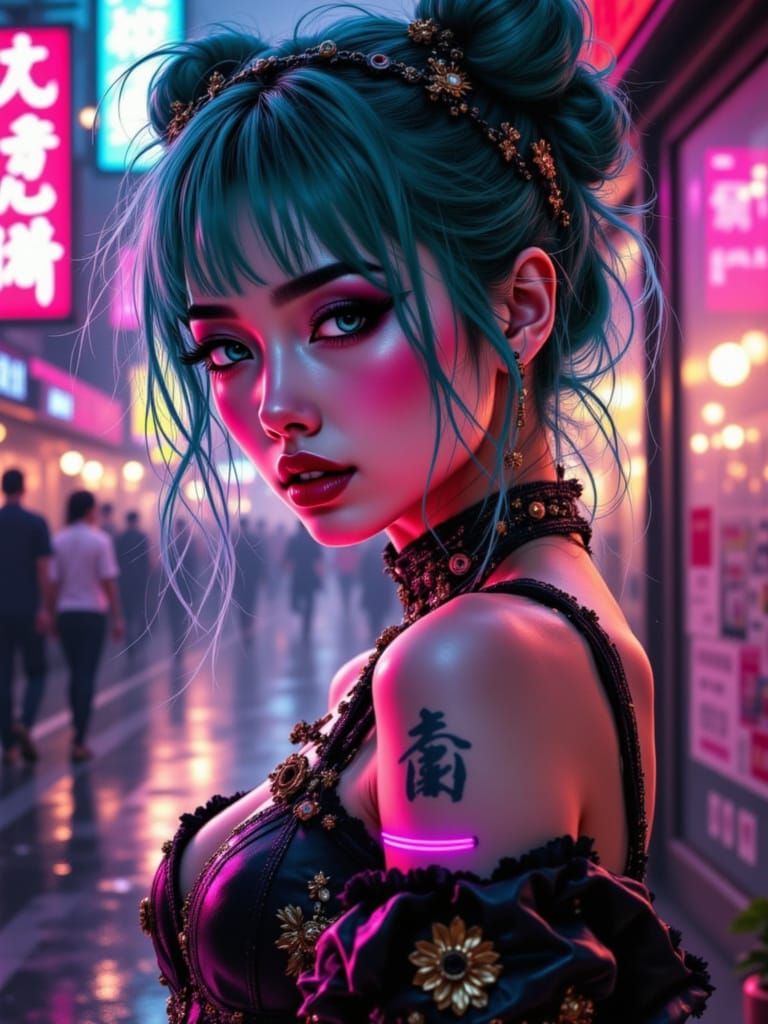Cyberpunk Goddess of Tokyo Nights