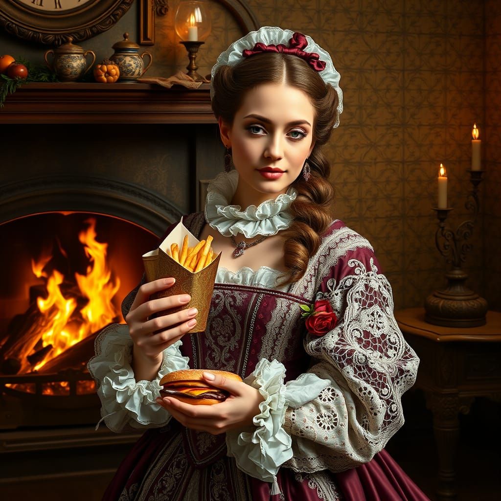 17th Century Lady's Fast Food Cross-Stitch