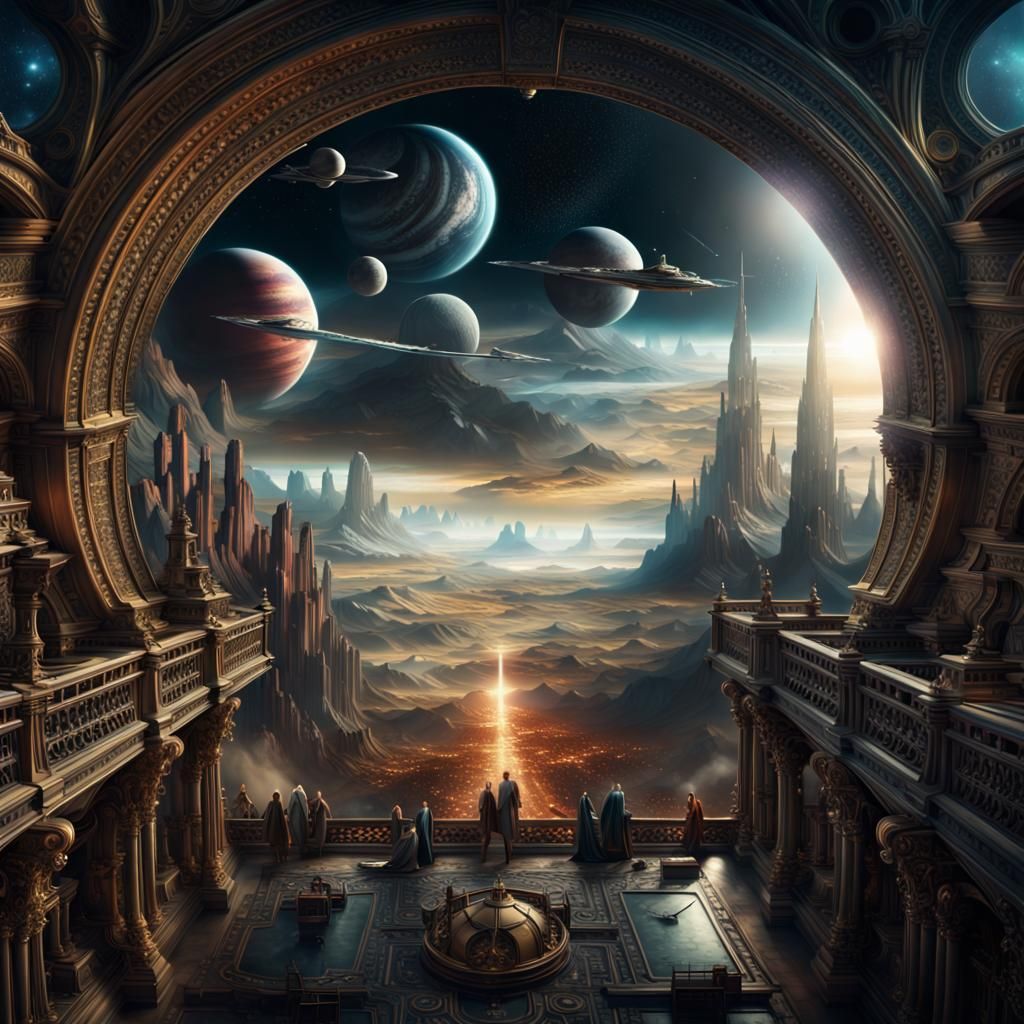 Epic Space-Time Digital Matte Painting