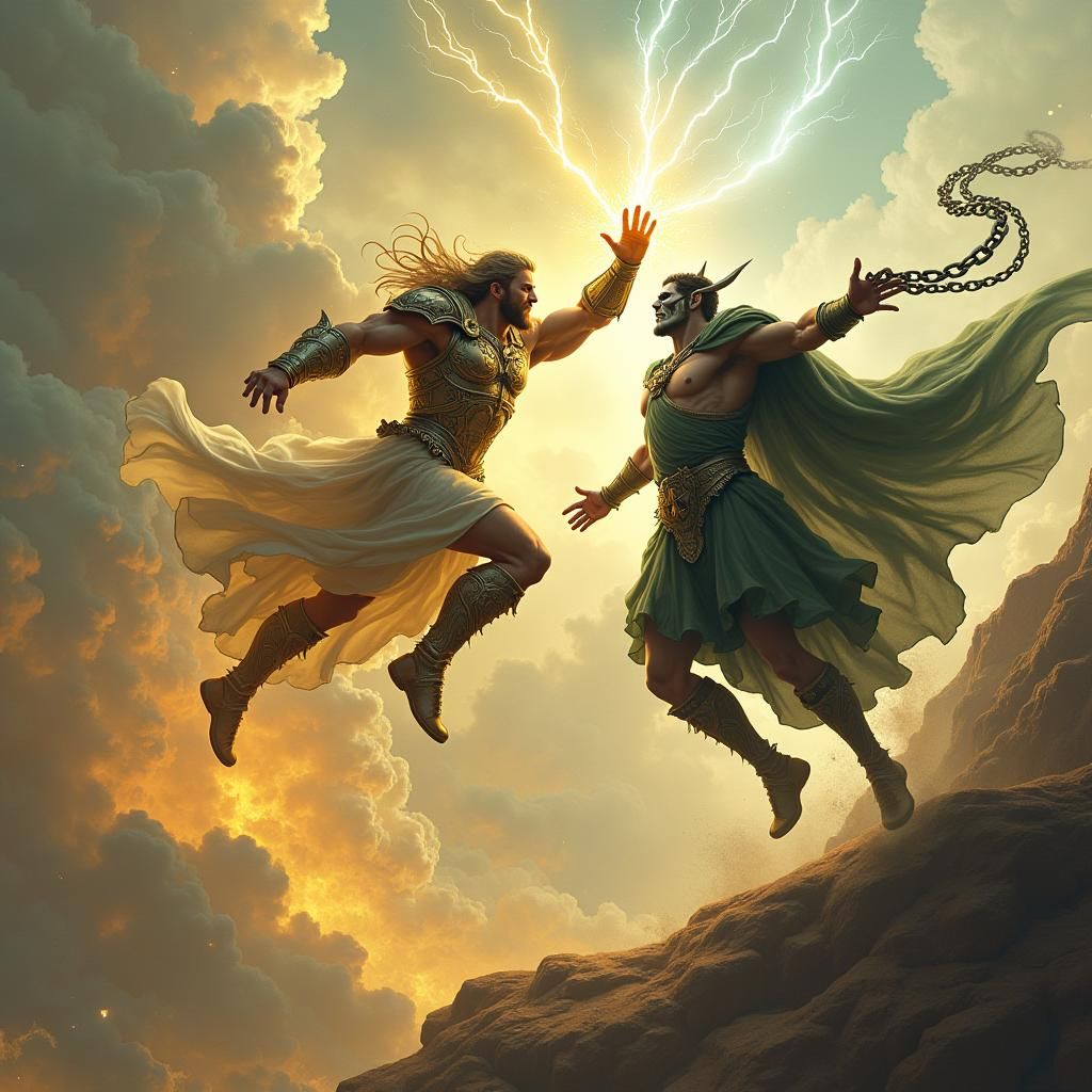 Zeus and Hades Clash on Mount Olympus