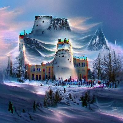 Winter Mountain Castle Landscape
