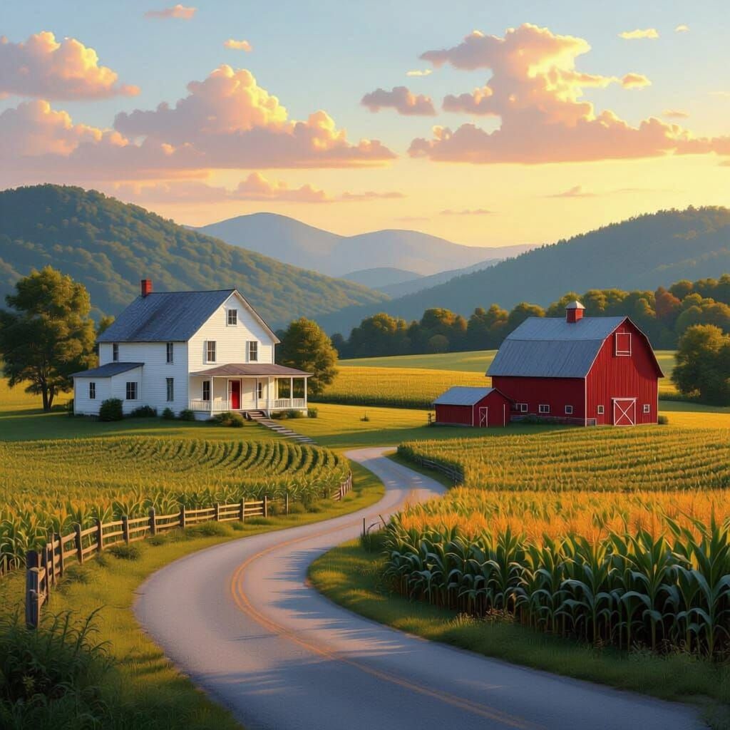 Appalachian Mountain Farm Scene