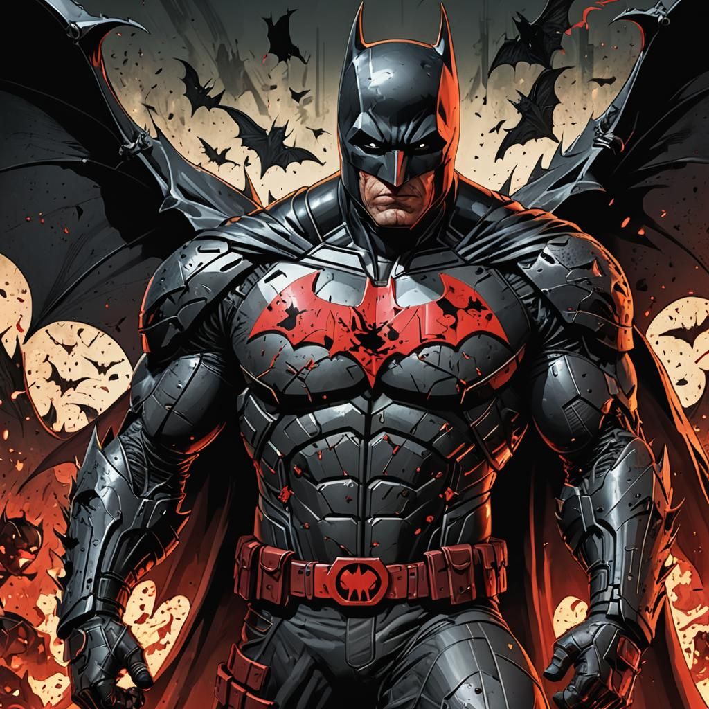 Batman in Hellbat Suit: Comic Style Illustration