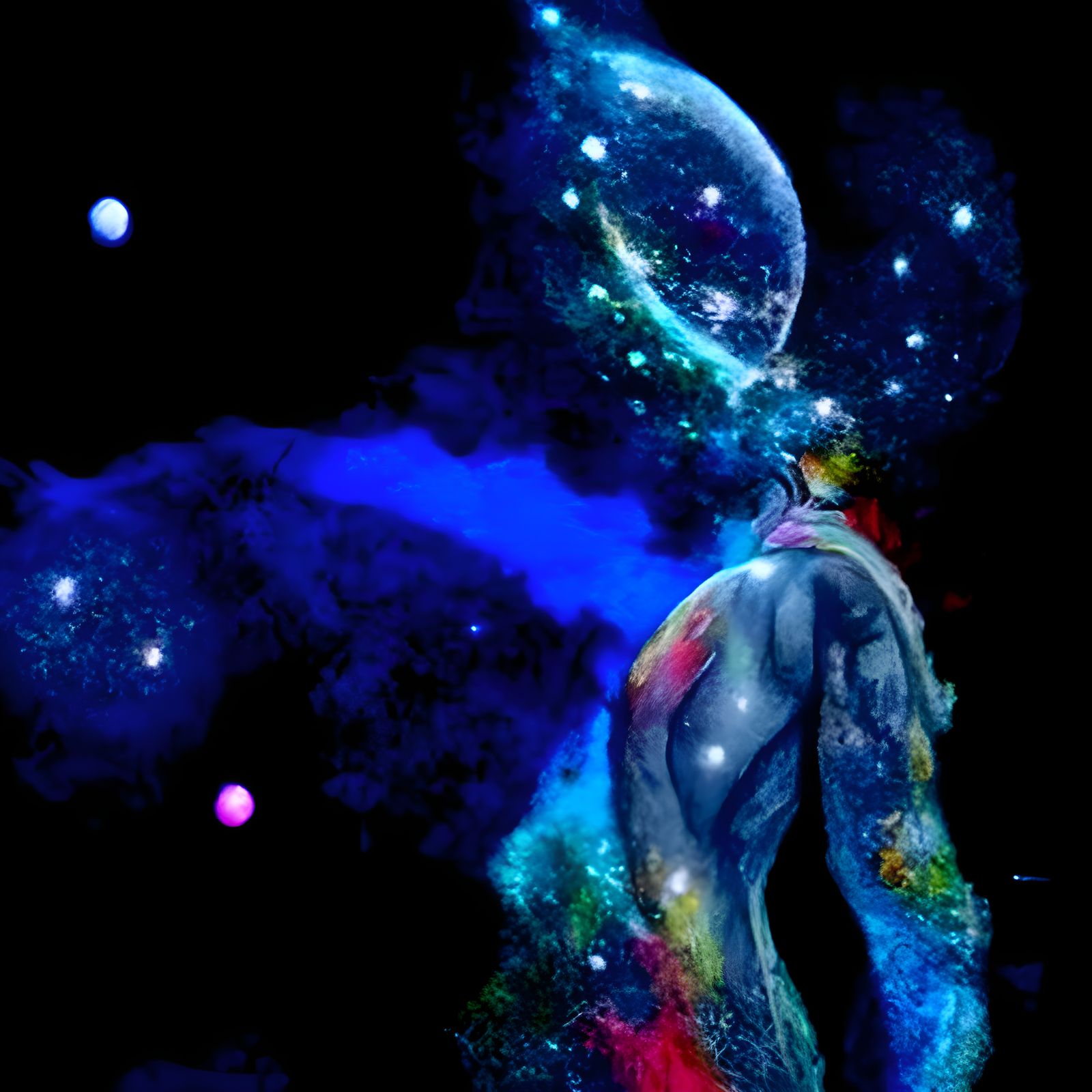 Holographic Astral Universe Illustration in Mixed Media