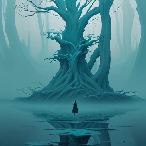 Dreamlike Landscape in Teal and Turquoise