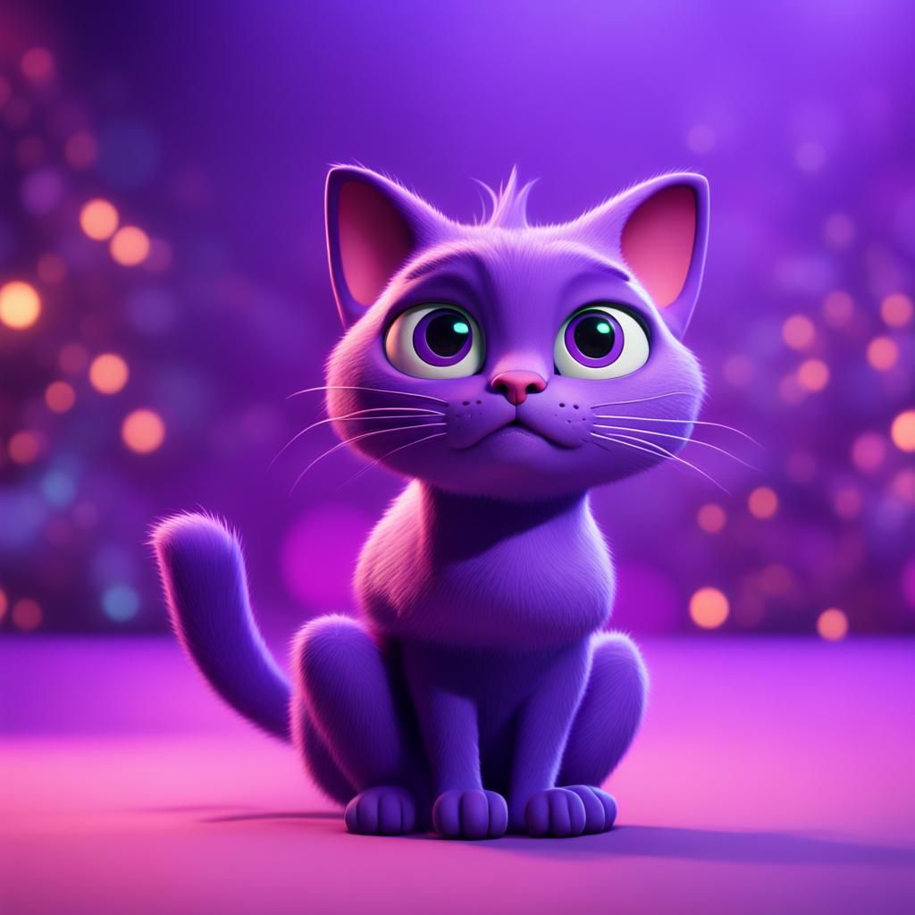 Purple Cat: 3D Digital Art Concept