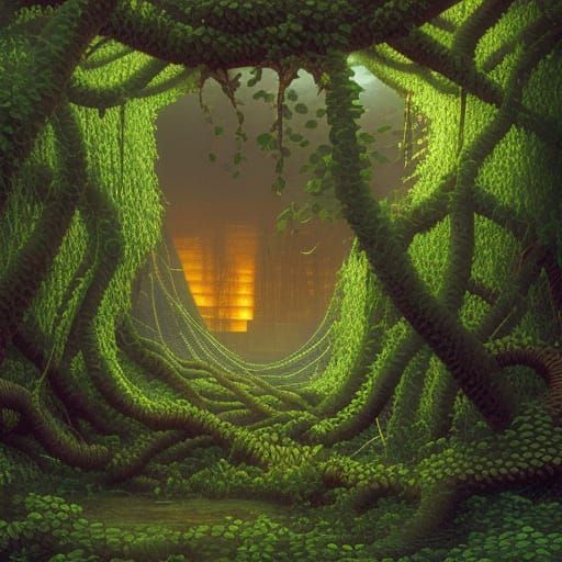 Vines Enshroud an 80s Atari Computer