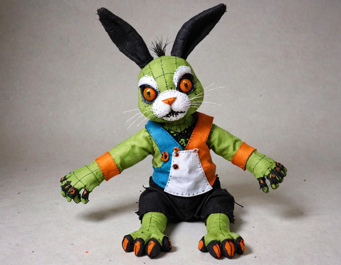 Undead Frankenstein Rabbit Doll on Operating Table