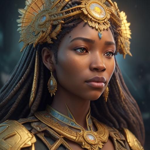 Elegant African Shamaness Portrait in Hyperdetailed Fantasy ...