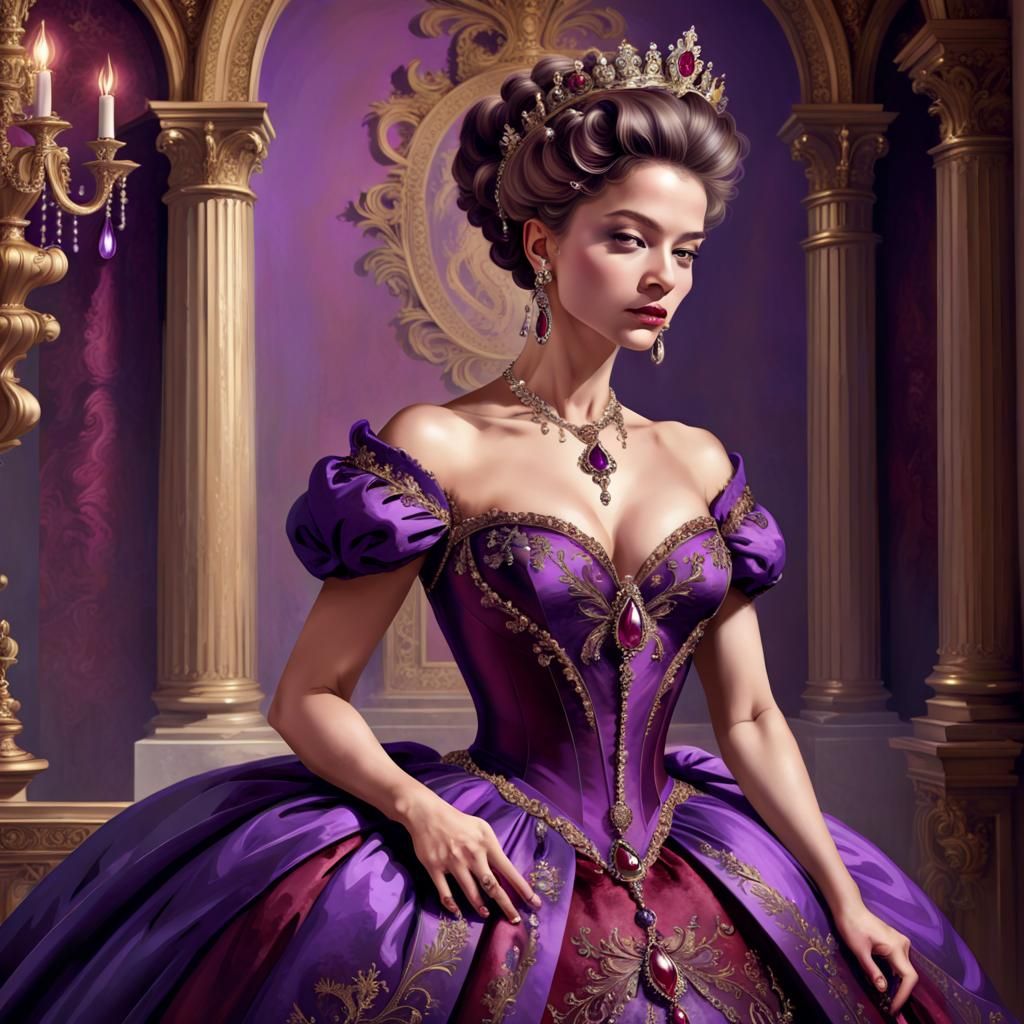 Renaissance Queen in Ornate Gown, Digital Art