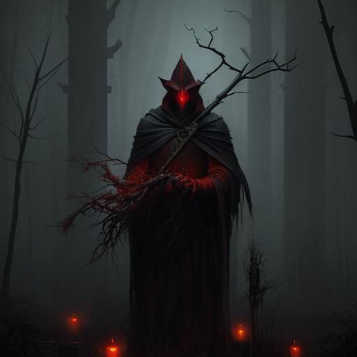 Surreal Ominous Red Cardinal Descends Upon a Hand from Beyon...