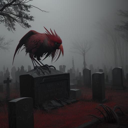 Eerie Surrealism: Cardinal on Skeleton Hand