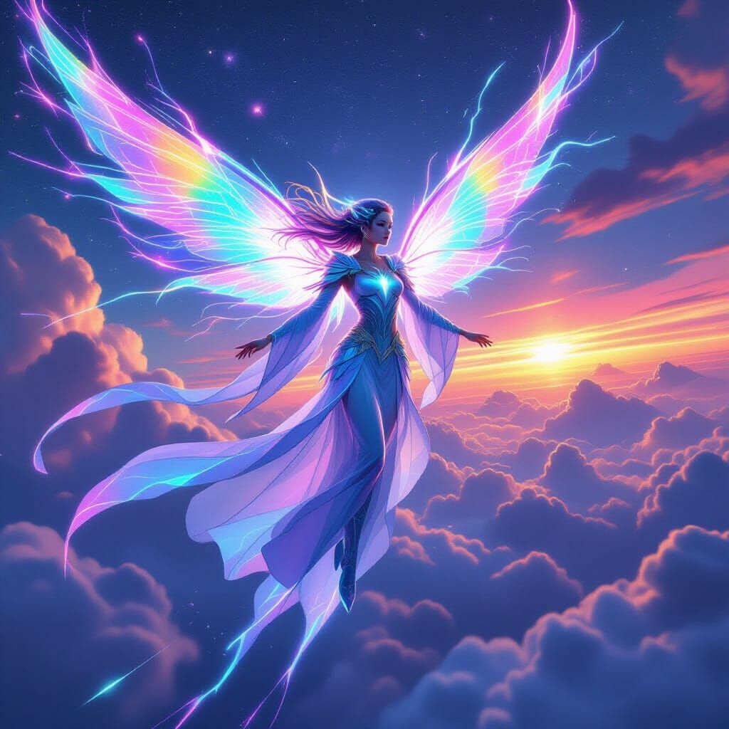 Stormcurrent Fairy Soaring in Dreamlike Digital Art
