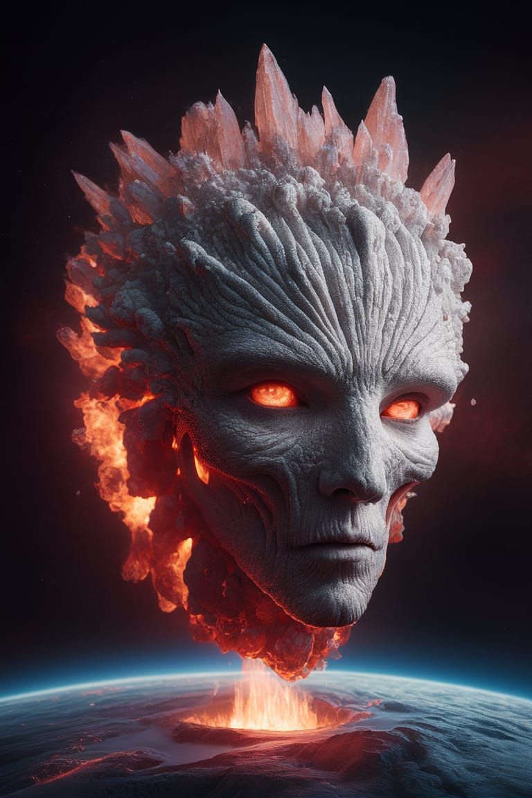 Surreal Helioceras Heteromorph in Cosmic Crystal Formation