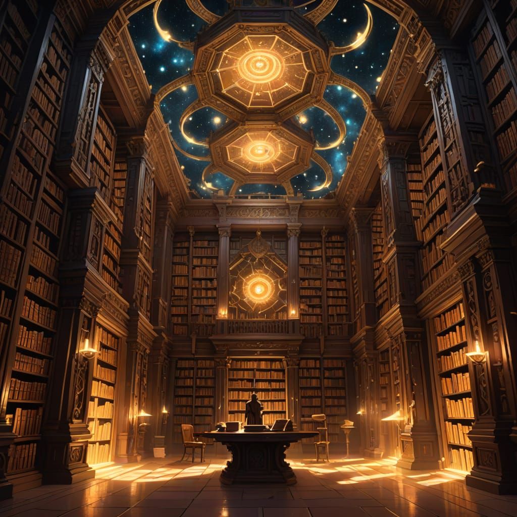 Celestial Library Floating in Void