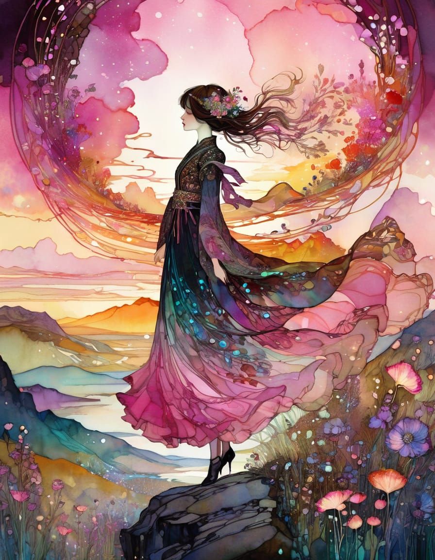 Whimsical Summer Dreamscape in Vibrant Colors