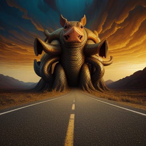 Surreal Snake with Pig Skin in Dali Style