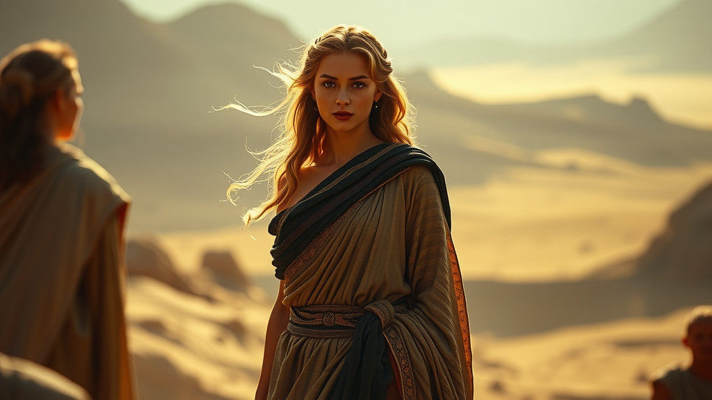 Ancient Goddess in Atmospheric Landscape, Cinematic Lighting
