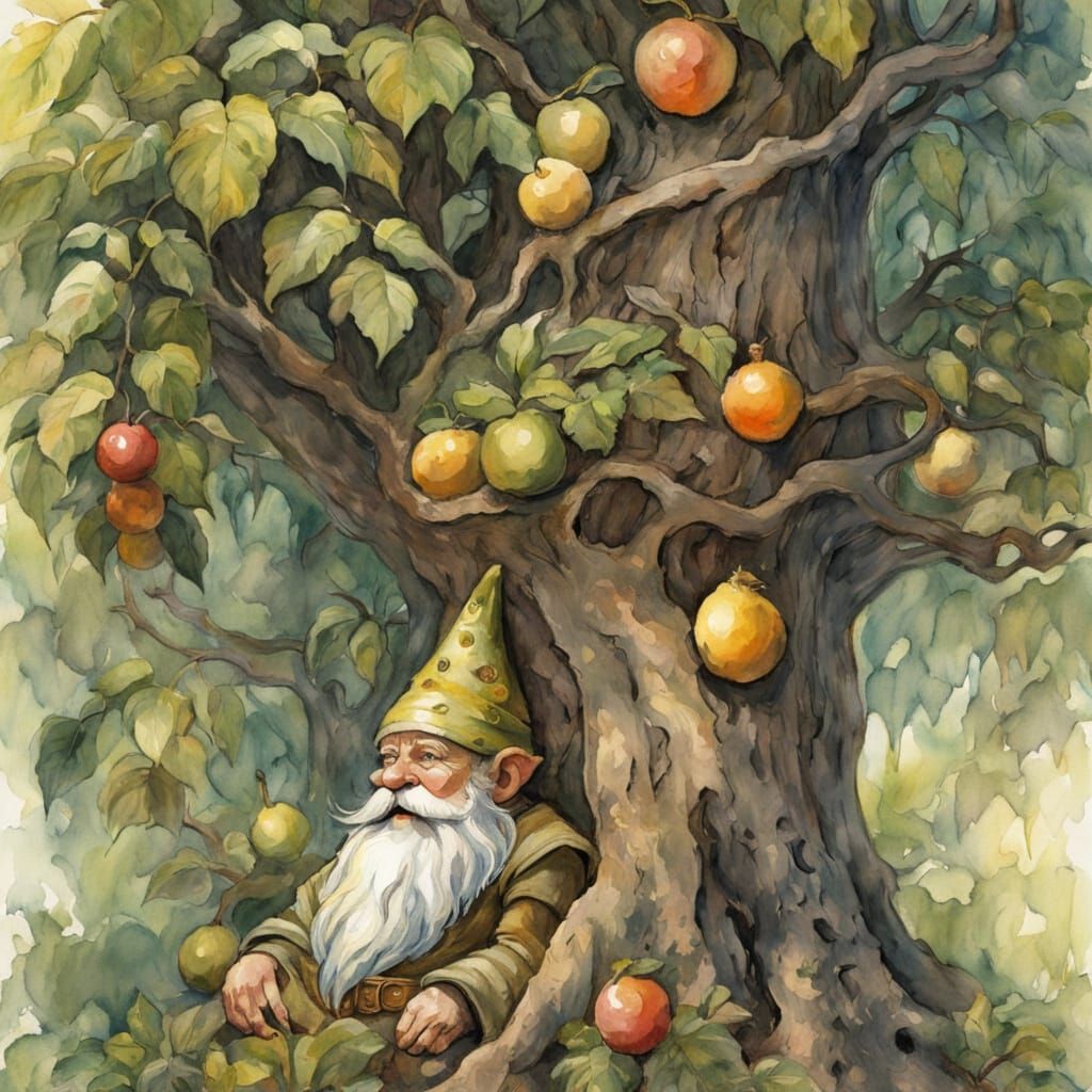 Ancient Tree With Glowing Fruit in Serene Clearing