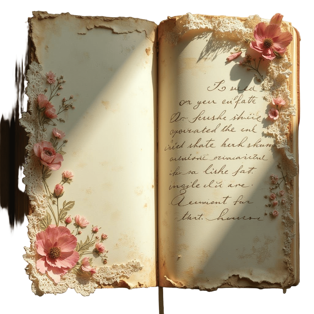 Vintage Chic Junk Journal Page with Antique Manuscript