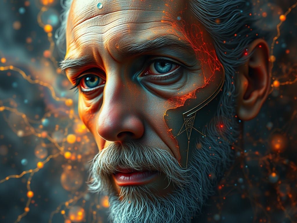 Surrealist Portrait in Vibrant Iridescent Hues