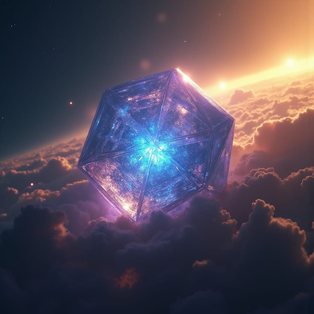 Gemstone Radiating Light in Deep Space as Digital Art