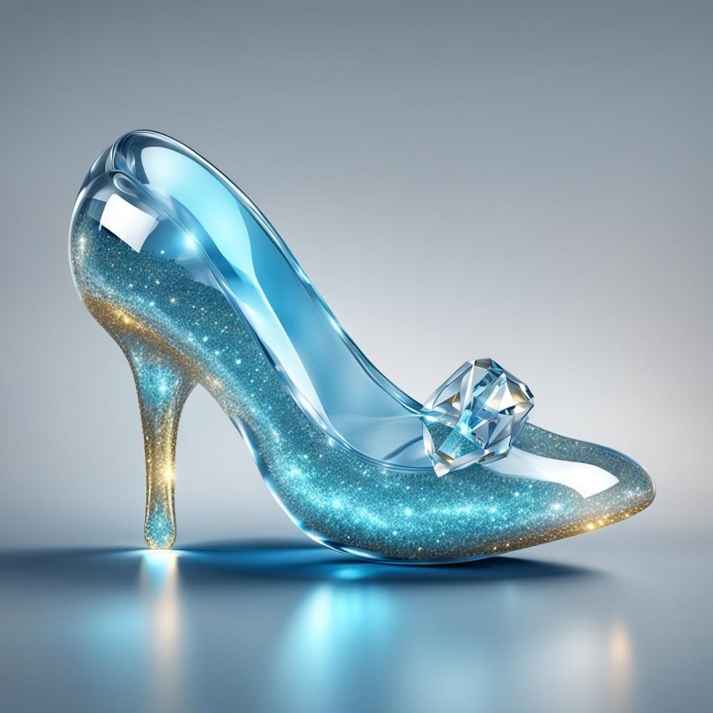 Glass Slipper in Golden Glitter: 3D Render