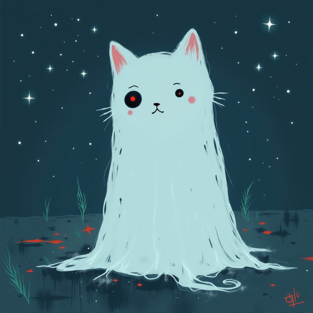 Cute One-Eyed Ghost Kitten Appears