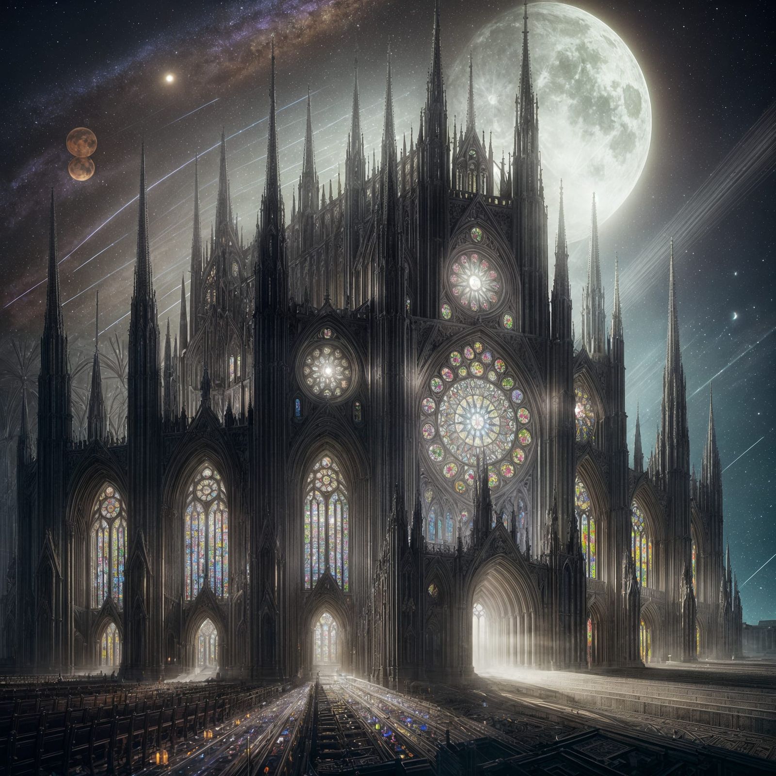 Alien Cathedral Bathed in Moonlight