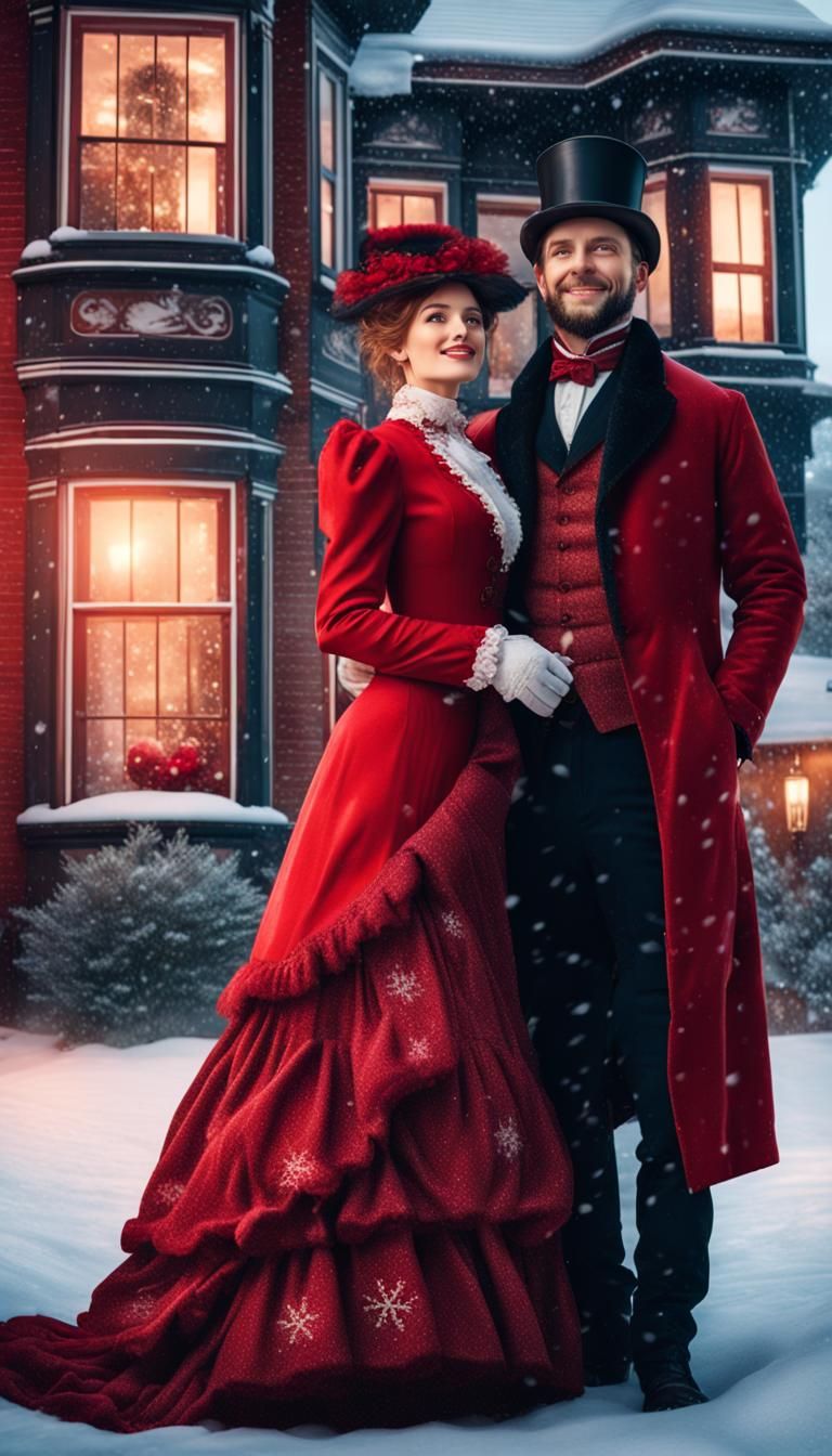 Victorian Christmas couple