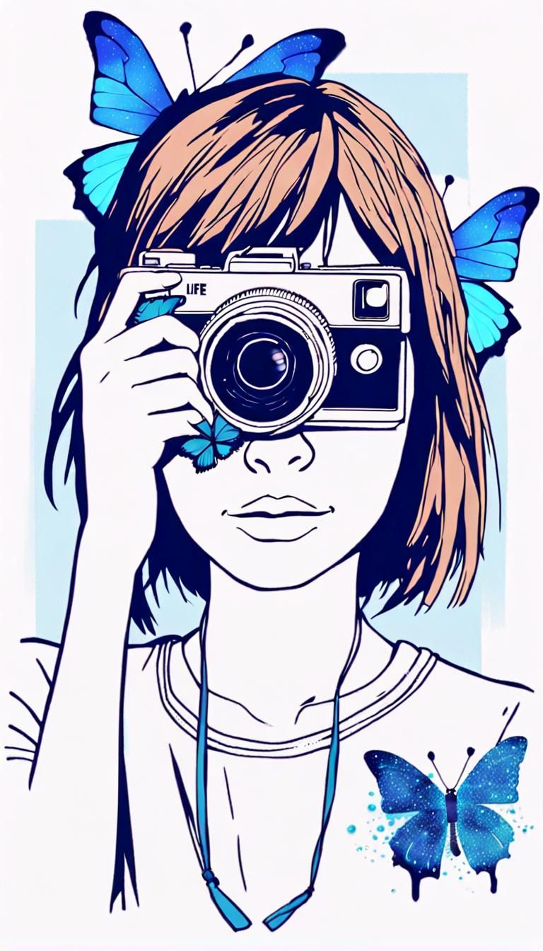 Life is Strange: Hipster Girl with Blue Butterfly