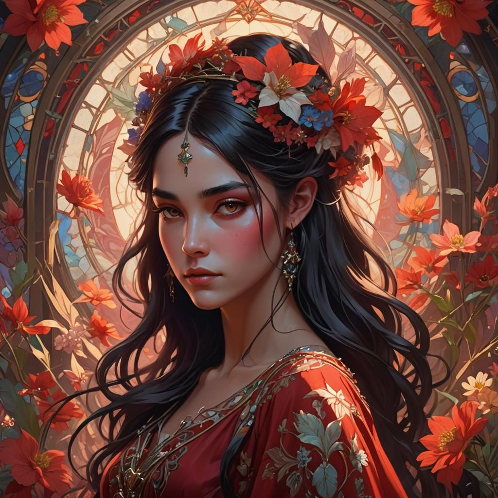 Enchanting Fairy Queen Portrait in Art Nouveau Style