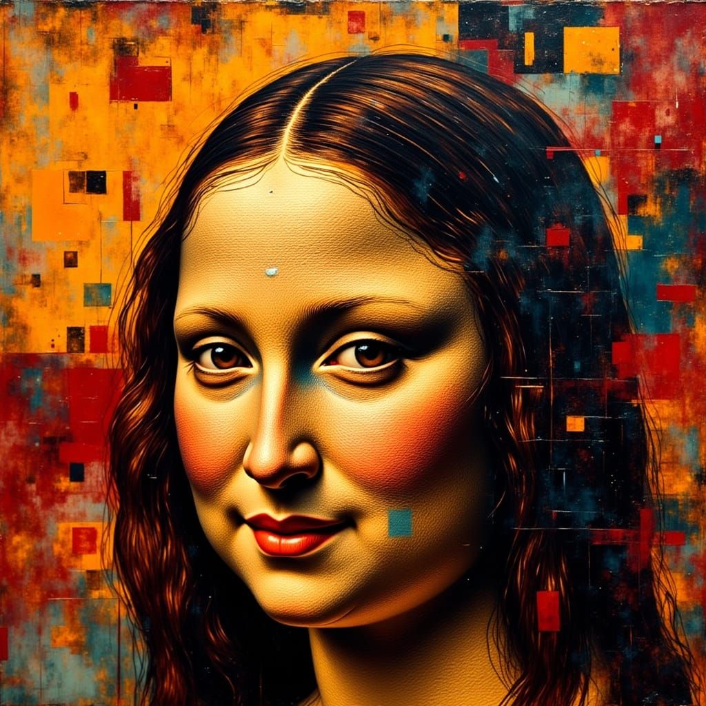 Mona Lisa Macro Close-Up in Bold Digital Art