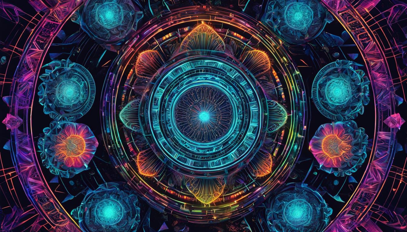 Ethereal Algorithmic Dreams in Vibrant Sacred Geometry