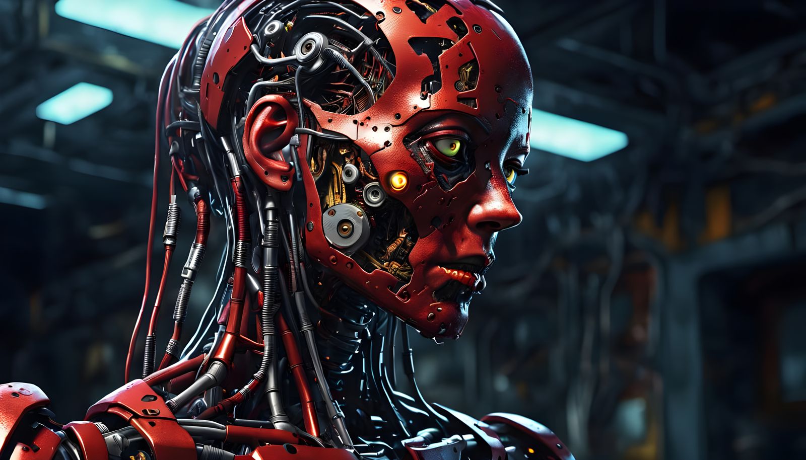 Melting Android Horror in Ultra-Realism Style