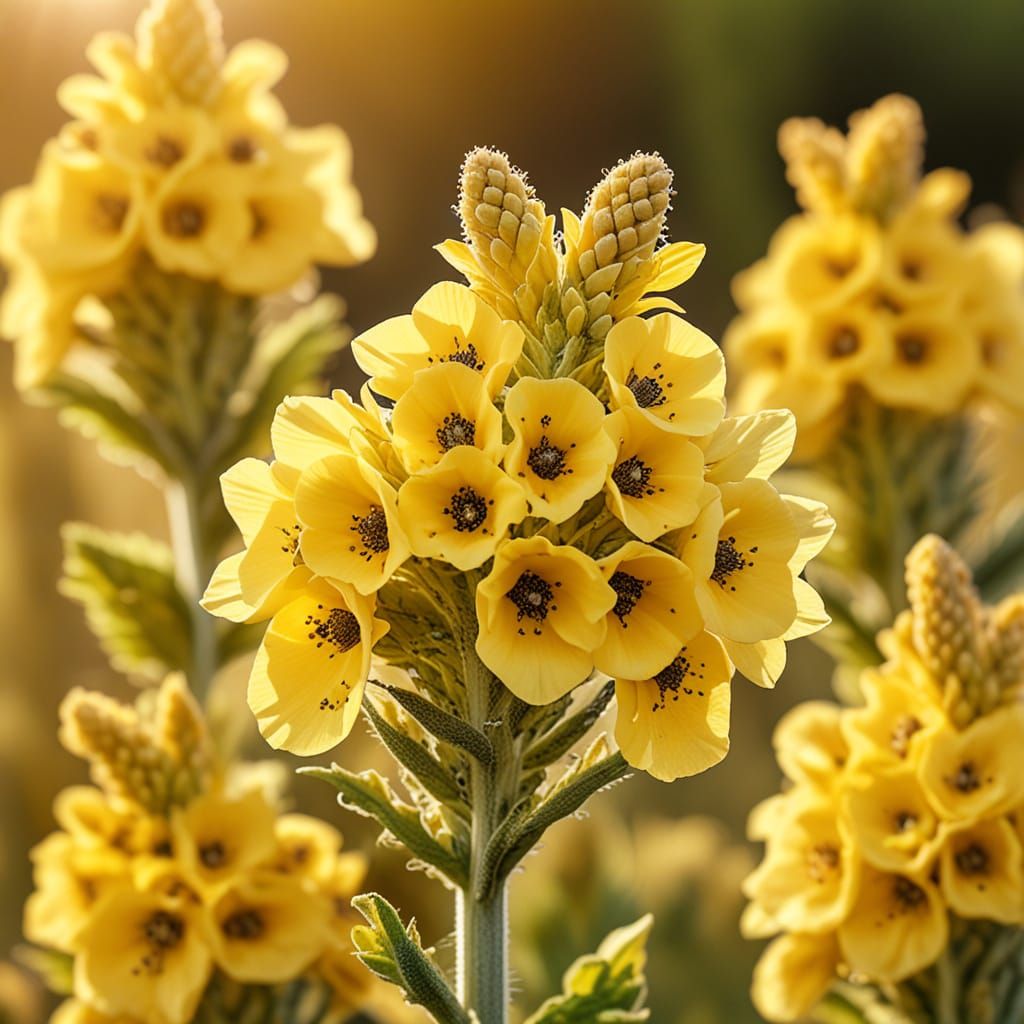 Mullein Flower Macro in Fauvist Style