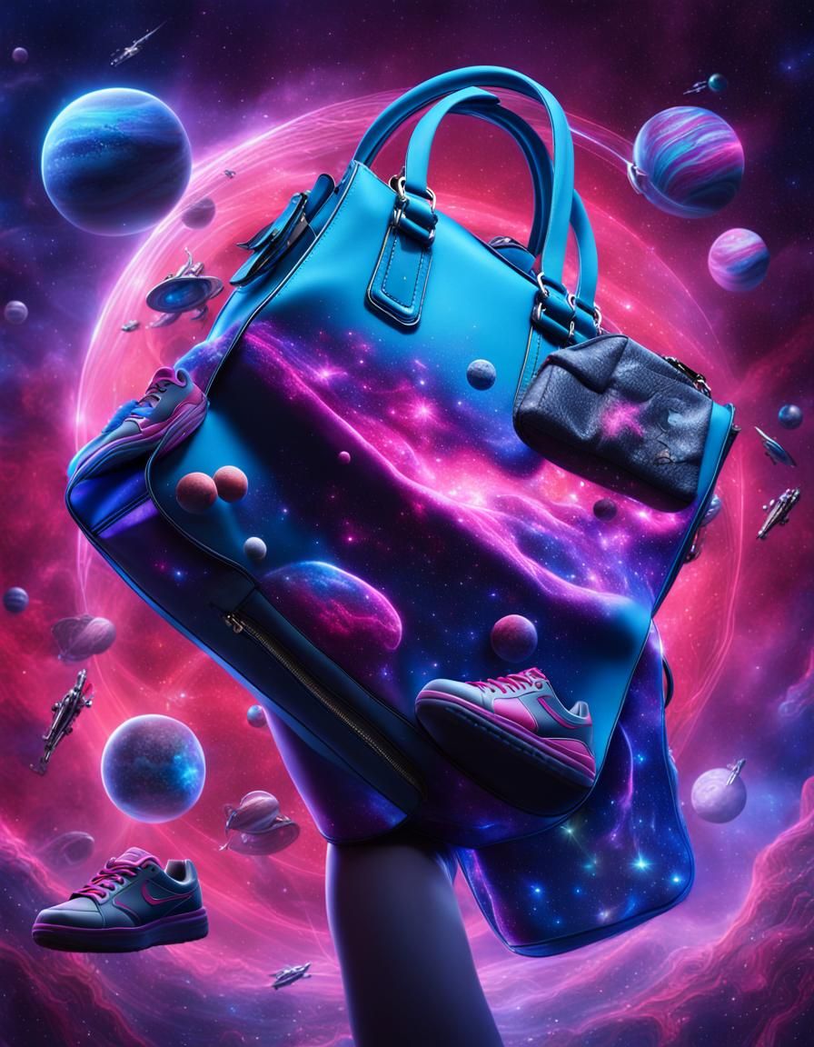 Futuristic Bag Amidst Swirling Nebula, Fantasy Concept Art