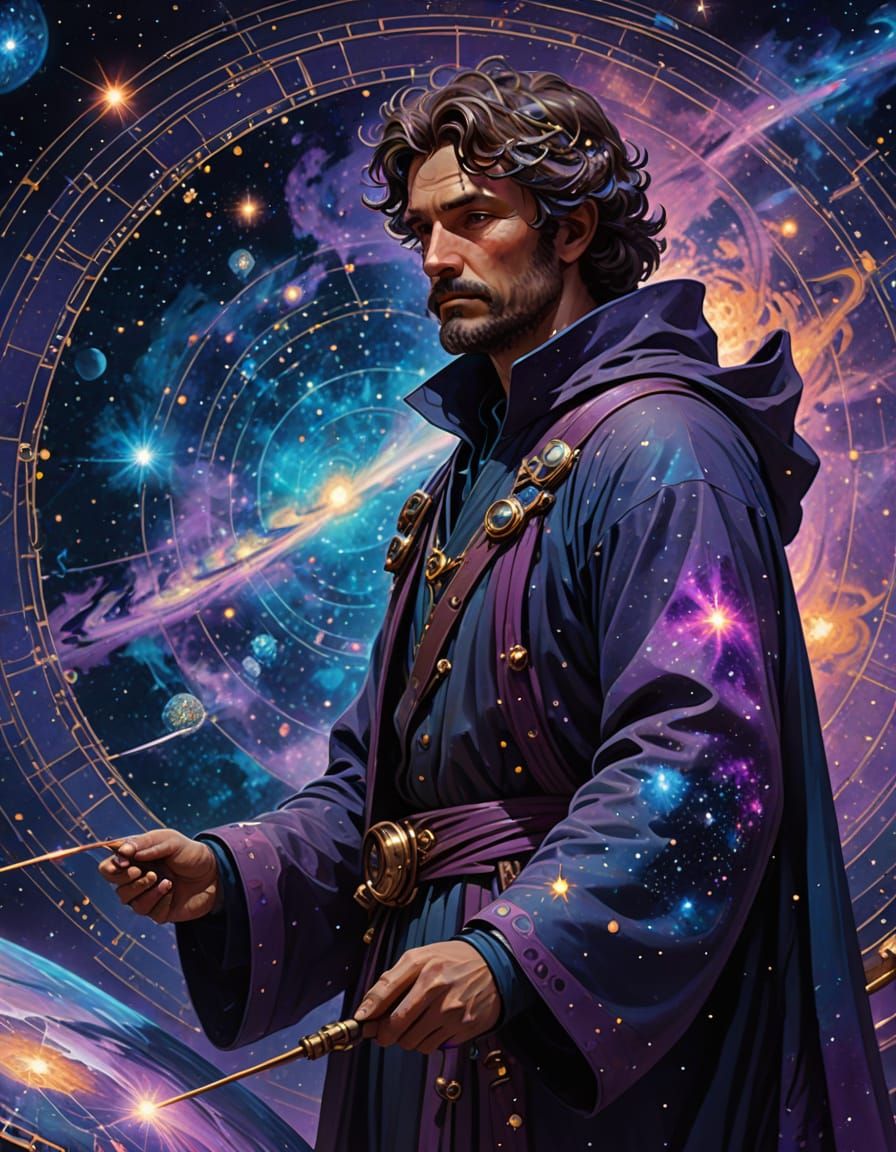 Celestial Cartographer Mapping Galaxies with Stardust Brushe...